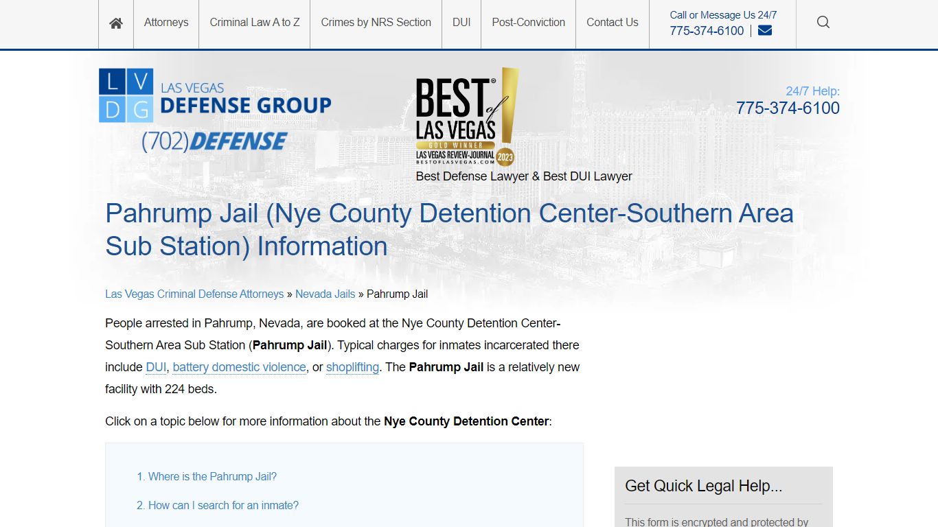 Pahrump Jail (Nye County Detention Center-Southern Area Sub Station ...