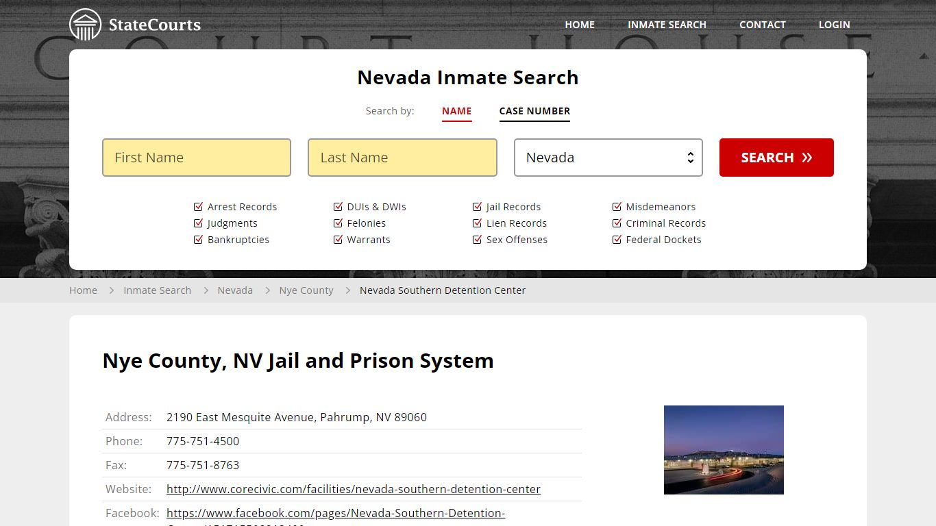 Nye County, NV Jail and Prison System - State Courts
